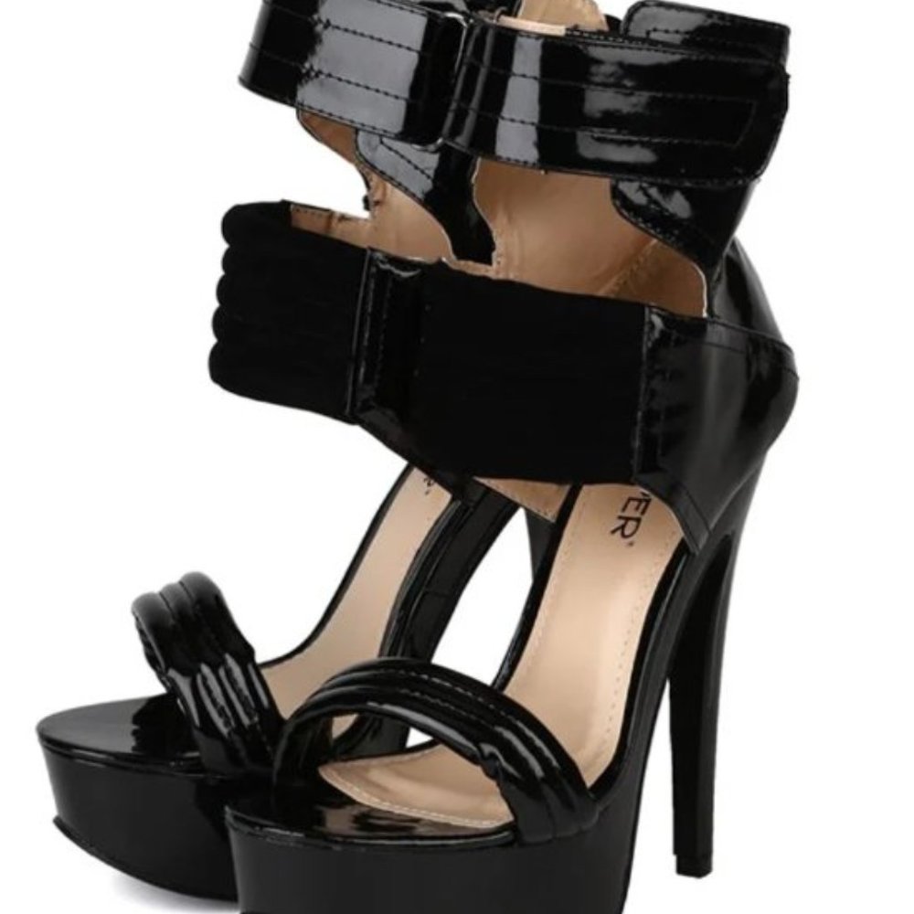 Bumper Patent Leatherette Quilted Stiletto Platform Heels